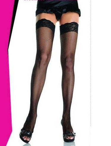 a woman in fishnet stockings and high heels